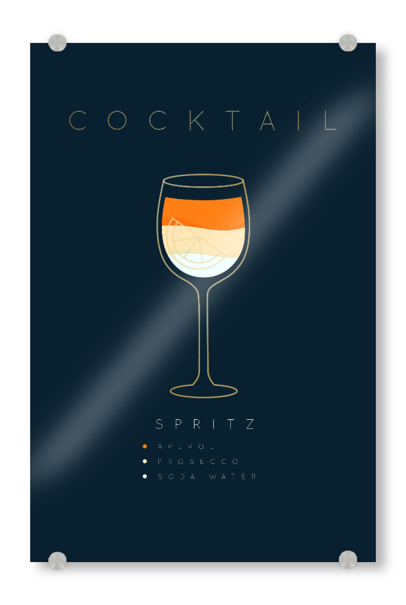 Acrylglasbild "Spritz cocktail flat blue" artboxONE - Essen & Trinken,Essen & Trinken / Alkohol - Cocktail,Flat,Drink,Beverage,Alcohol,Glass,Vintage