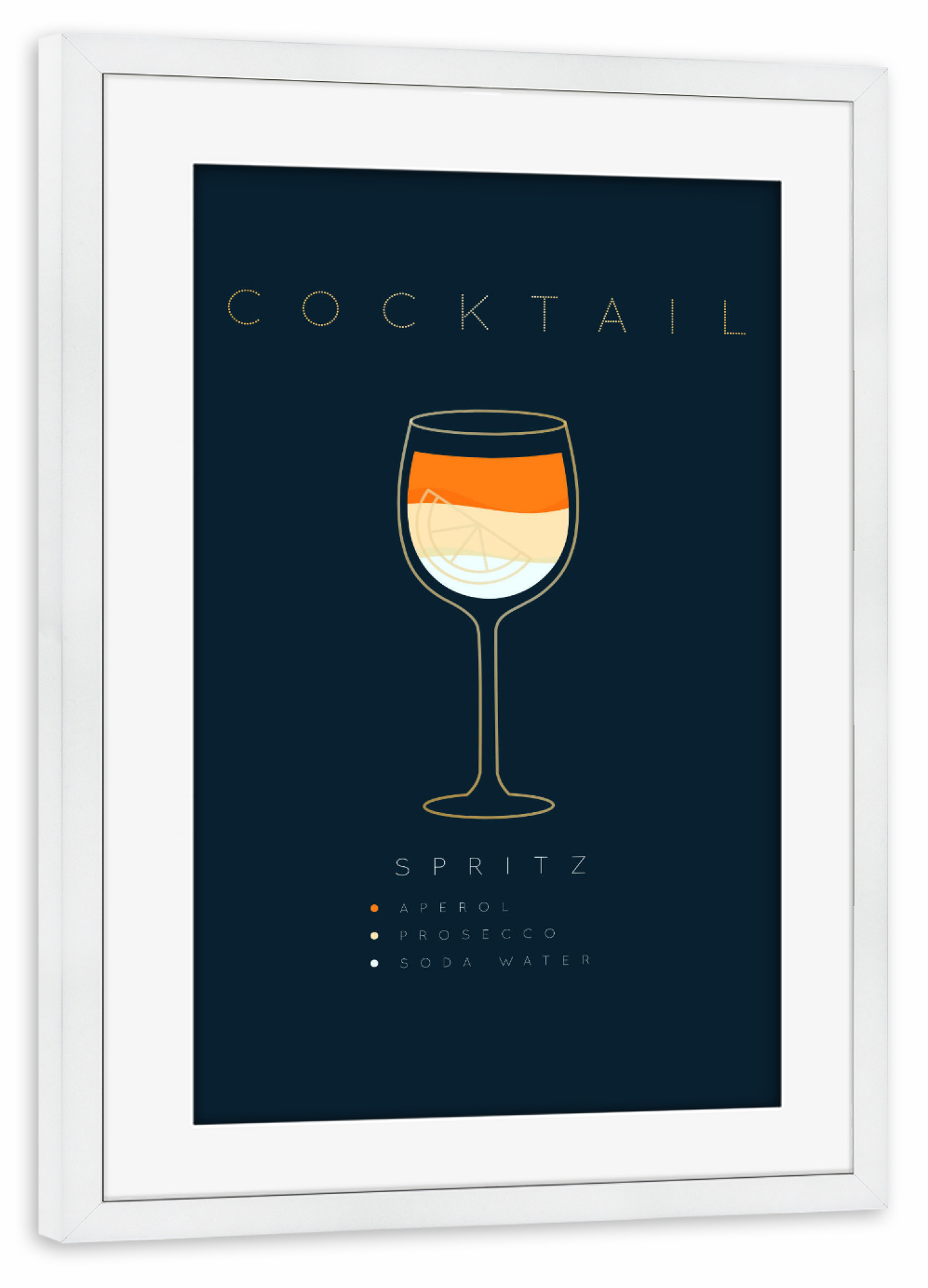 Poster mit Rahmen weiß "Spritz cocktail flat blue" artboxONE - Essen & Trinken,Essen & Trinken / Alkohol