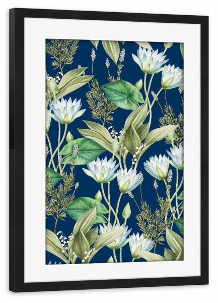 Poster mit Rahmen schwarz "Lilyka blue" artboxONE - Natur,Floral