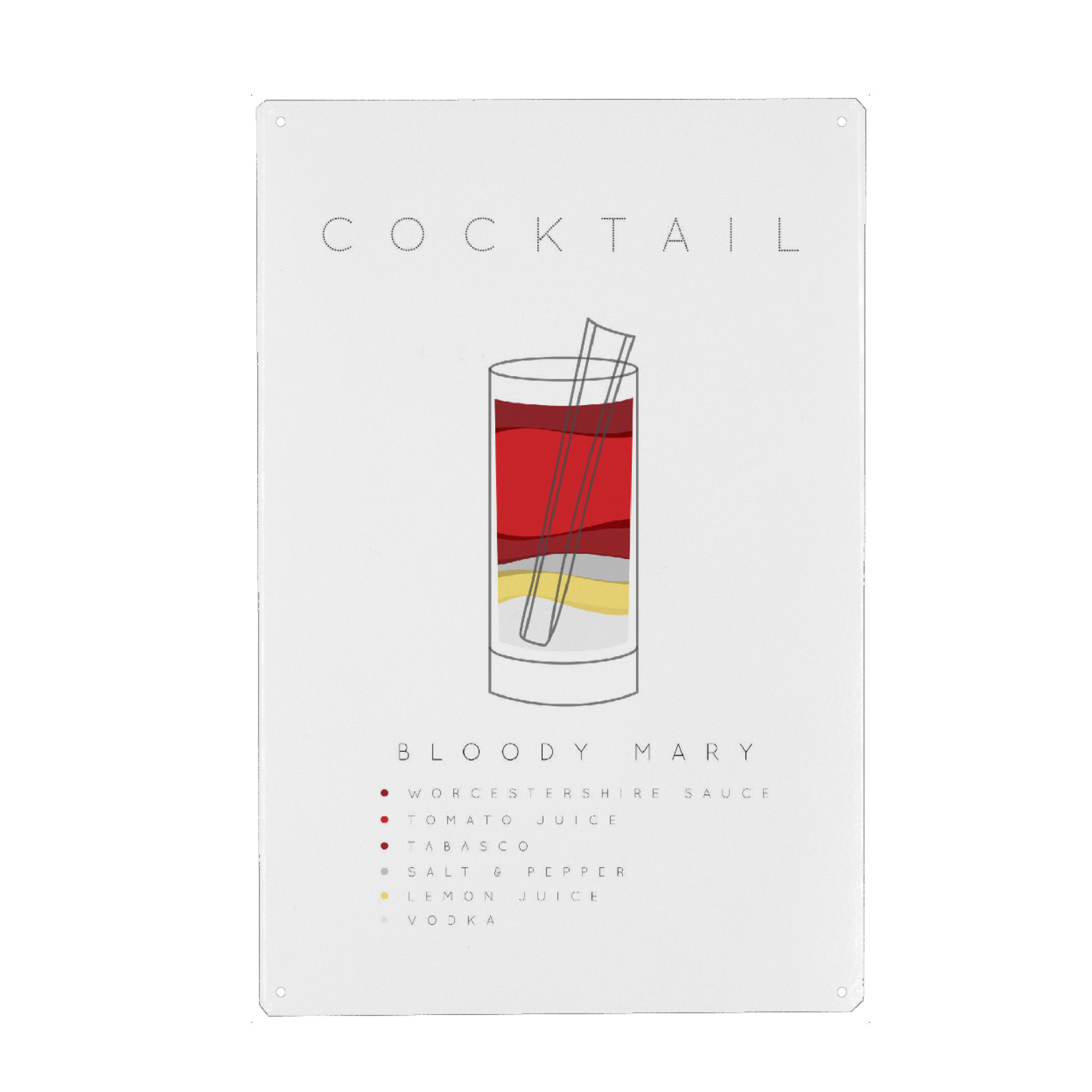 Metall Poster "Bloody Mary cocktail flat" artboxONE - Essen & Trinken,Essen & Trinken / Alkohol