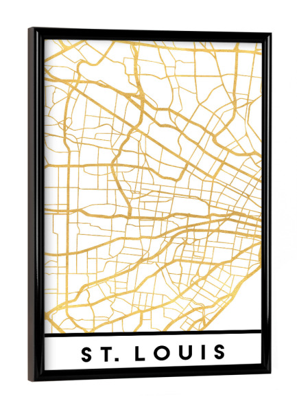 Poster mit schwarzem Rahmen "ST. LOUIS MISSOURI STREET MAP ART" artboxONE - Städte,Reise,Kartografie