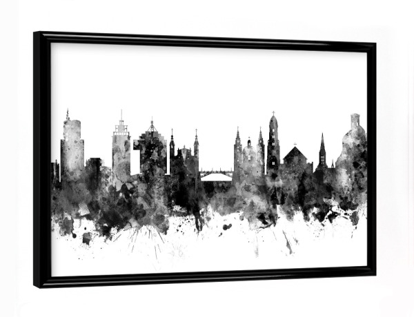 Poster mit schwarzem Rahmen "Ljubljana Slovenia Skyline" artboxONE - Städte,Reise,Schwarzweiß