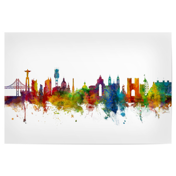 Poster "Lisbon Portugal Skyline colour" artboxONE - Städte,Reise