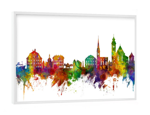 Poster mit weißem Rahmen "Hallstatt Austria Skyline" artboxONE - Städte,Reise