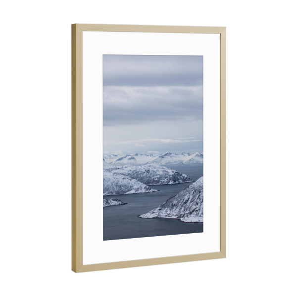 Poster mit Rahmen Gold "Fjords" artboxONE - Natur