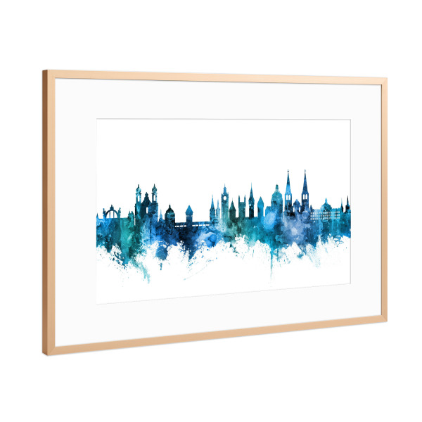 Poster mit Rahmen Kupfer "Lucerne Luzern Skyline Blue" artboxONE - Städte,Reise