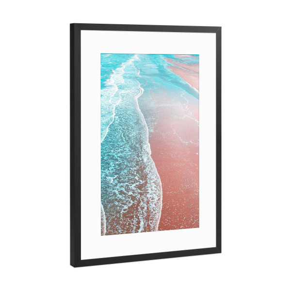 Poster mit Rahmen Schwarz (Metallic) "Sea Blue and Rose Gold" artboxONE - Natur,Reise / Strand und Meer