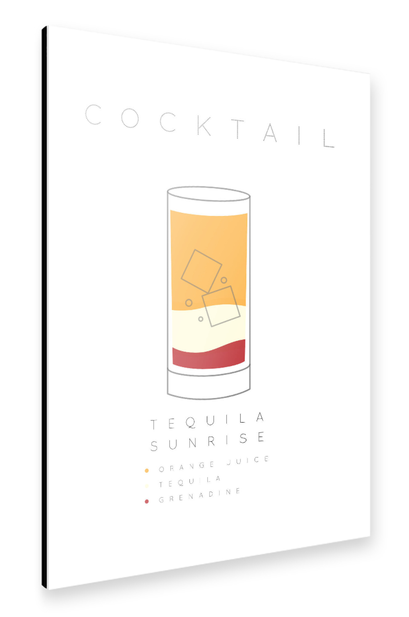 Alu-Dibond "Tequila Sunrise cocktail flat" 75x50 cm artboxONE