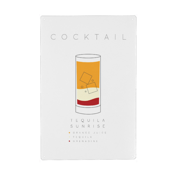 Holzbild "Tequila Sunrise cocktail flat" artboxONE - Essen & Trinken,Essen & Trinken / Alkohol
