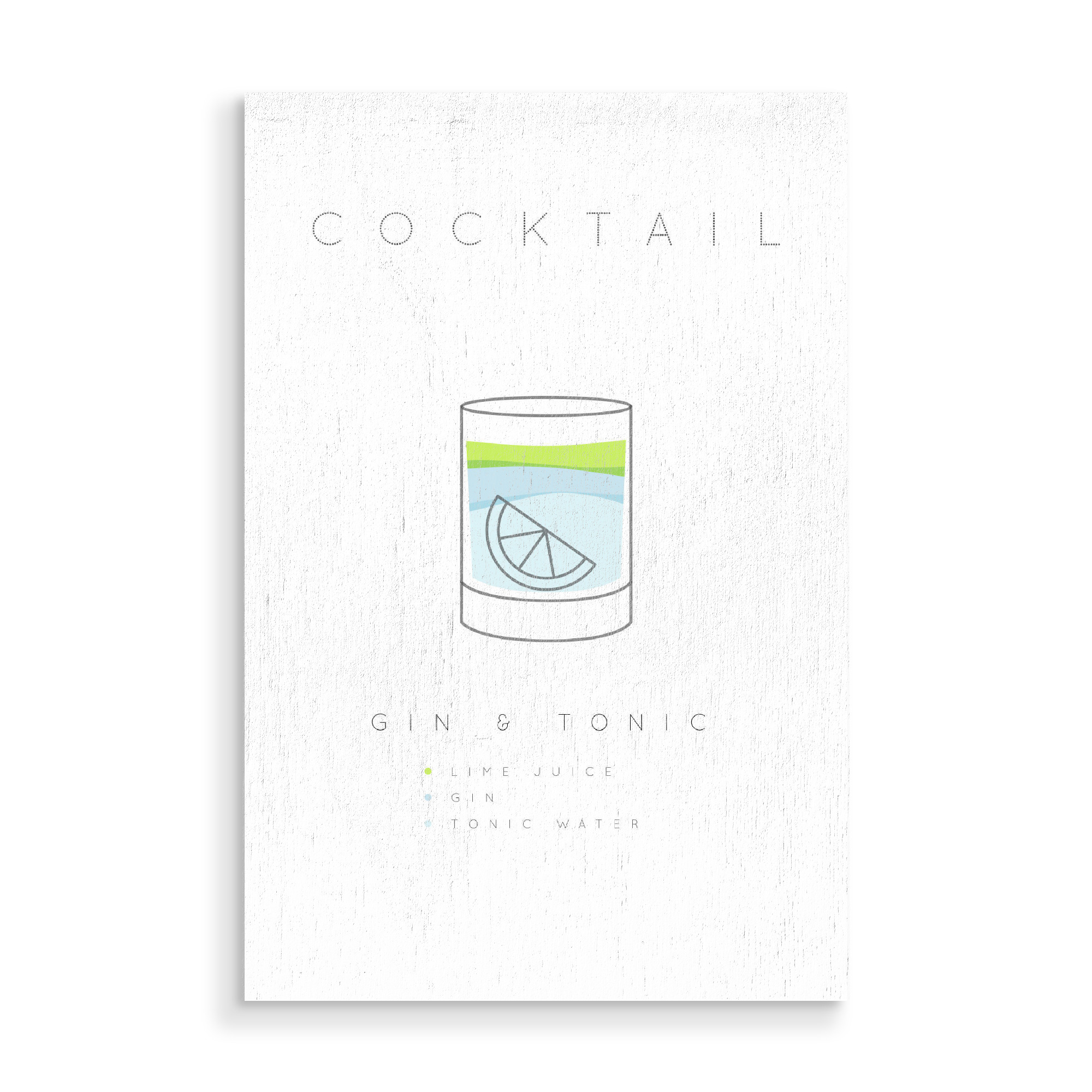 Holzbild "Gin Tonic cocktail flat" artboxONE - Essen & Trinken,Essen & Trinken / Alkohol