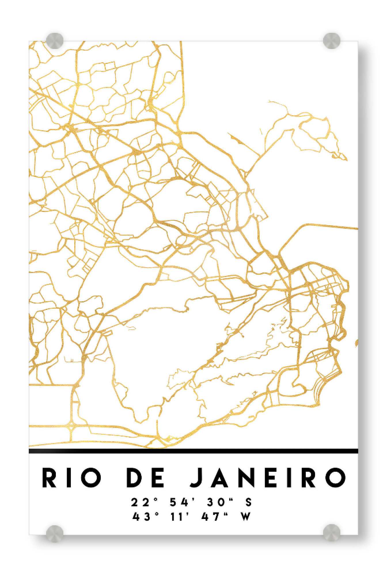 Acrylglasbild "RIO DE JANEIRO BRAZIL STREET MAP" artboxONE - Städte,Reise,Städte / Rio de Janeiro,Kartografie