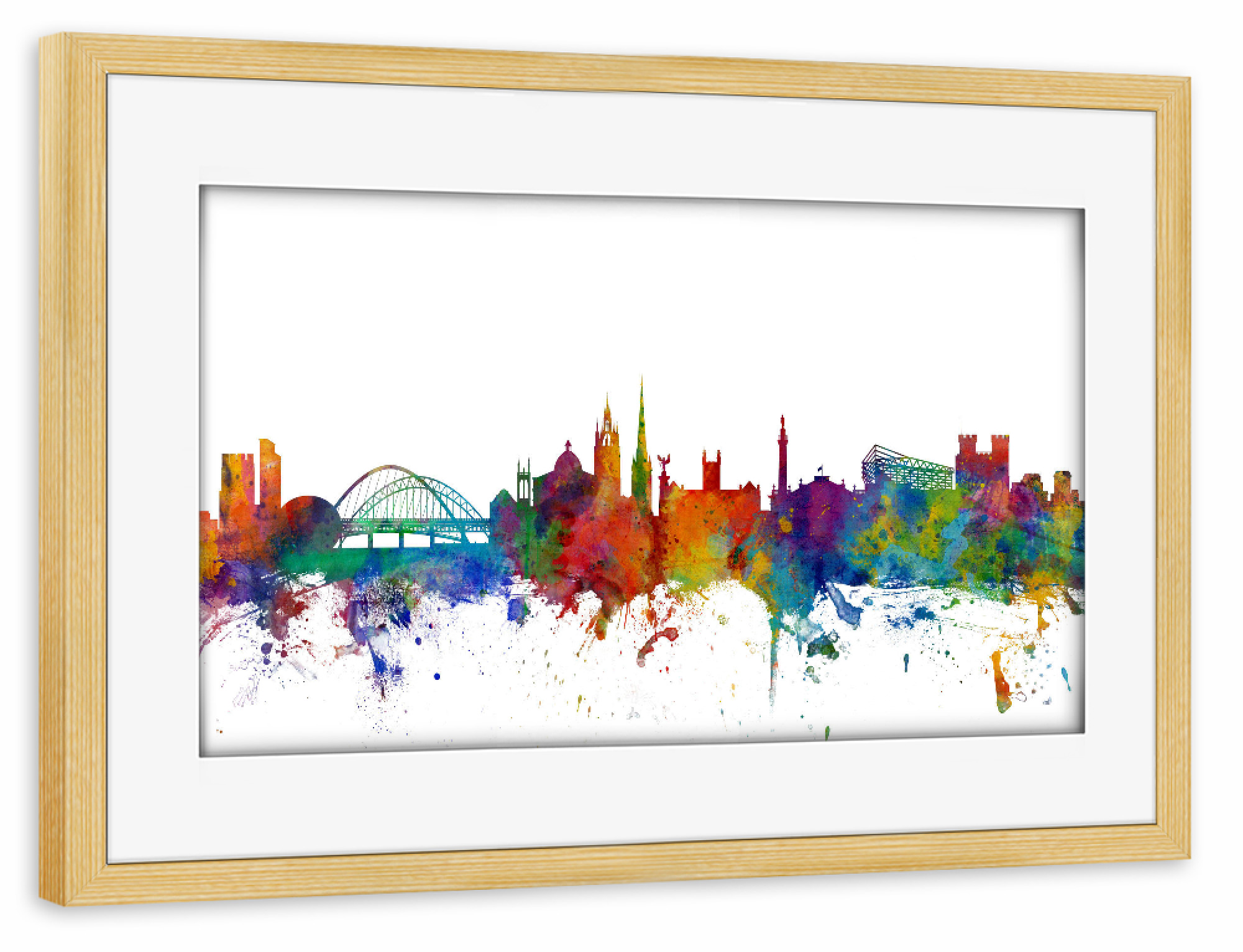 Poster mit Rahmen kiefer "Newcastle Skyline Cityscape colour" artboxONE - Reise,Städte / Weitere