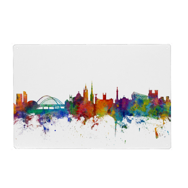 Holzbild "Newcastle Skyline Cityscape colour" artboxONE - Reise,Städte / Weitere