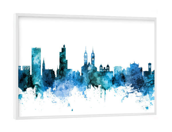 Poster mit weißem Rahmen "Winterthur Skyline Blue" artboxONE - Städte,Reise