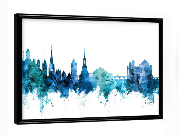 Poster mit schwarzem Rahmen "Schaffhausen Skyline Blue" artboxONE - Städte,Reise,Städte / Weitere