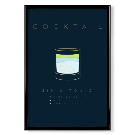 Gin Tonic cocktail flat blue