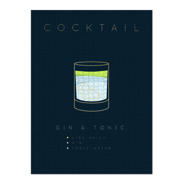 Puzzle Ravensburger "Gin Tonic cocktail flat blue" artboxONE - Essen & Trinken,Essen & Trinken / Alkohol