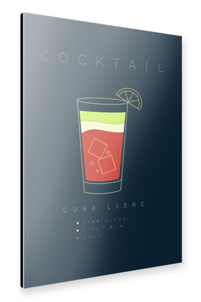 Alu-Dibond "Cuba Libre cocktail flat blue" 30x20 cm artboxONE