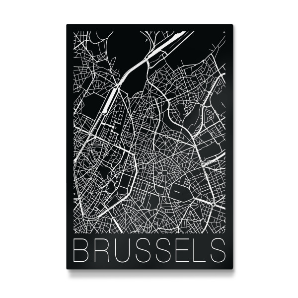 Galerie-Print "Retro Map of Brussels black" 30x20 cm artboxONE