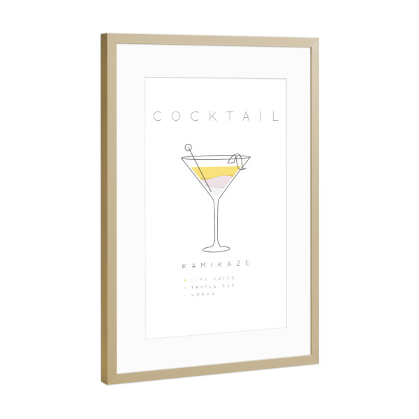 Poster mit Rahmen Gold "Kamikaze cocktail flat" artboxONE - Essen & Trinken,Essen & Trinken / Alkohol