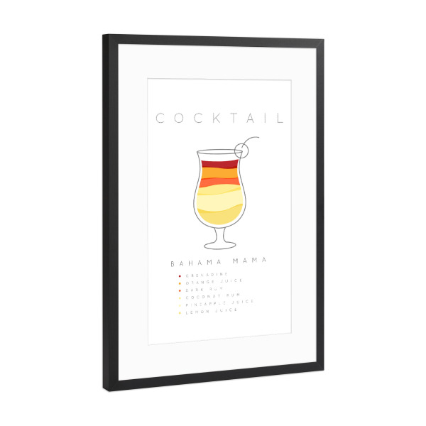 Poster mit Rahmen Schwarz (Metallic) "Bahama Mama cocktail" artboxONE - Essen & Trinken,Essen & Trinken / Alkohol