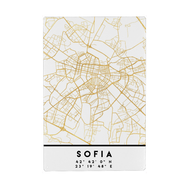 Holzbild "SOFIA BULGARIA STREET MAP ART" artboxONE - Städte,Reise,Kartografie