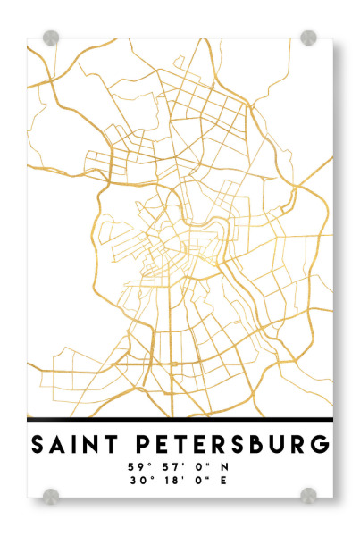 Acrylglasbild "SAINT PETERSBURG STREET MAP ART" artboxONE - Städte,Reise,Städte / Sankt Petersburg,Kartografie