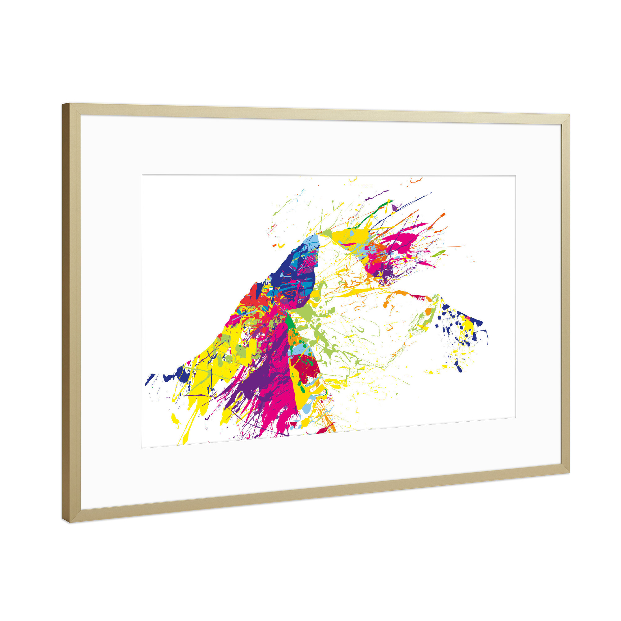 Poster mit Rahmen Gold "MOUNT EVEREST mountainsplash" artboxONE - Abstrakt - Berg,Gipfel,Mount everest,Abstrakt,Bunt,Modern,Gebirge,Himalaya,Everest