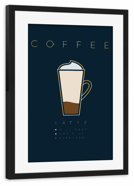 Poster mit Rahmen schwarz "Coffee latte cup" artboxONE - Essen & Trinken