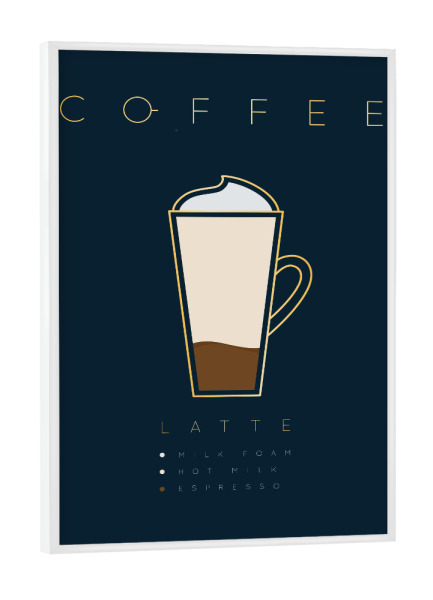 Poster mit weißem Rahmen "Coffee latte cup" artboxONE - Essen & Trinken