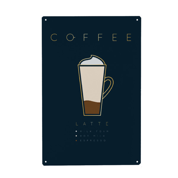 Metall Poster "Coffee latte cup" artboxONE - Essen & Trinken