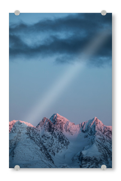 Acrylglasbild "Mountaintops" artboxONE - Natur - Norwegen,Nordnorwegen,Skandinavien,Landschaft,Arktisch,Arktis,Berge,Gebirge,Berggipfel,Winter,Lyngen
