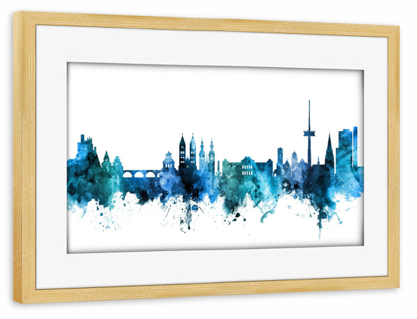 Poster mit Rahmen kiefer "Koblenz Germany Skyline Blue" artboxONE - Städte,Reise,Städte / Weitere