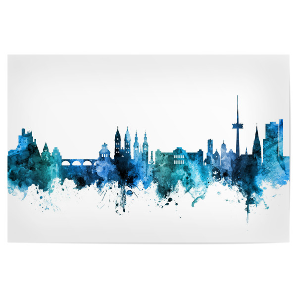 Poster "Koblenz Germany Skyline Blue" artboxONE - Städte,Reise,Städte / Weitere