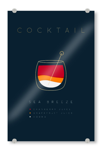 Acrylglasbild "Sea Breeze cocktail flat blue" artboxONE - Essen & Trinken,Essen & Trinken / Alkohol