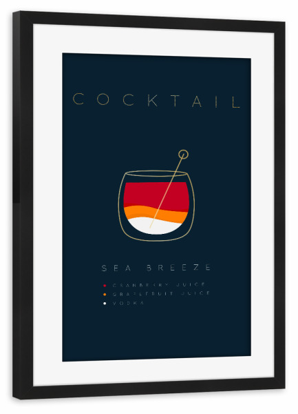 Poster mit Rahmen schwarz "Sea Breeze cocktail flat blue" artboxONE - Essen & Trinken,Essen & Trinken / Alkohol