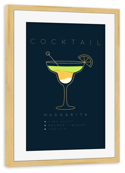 Poster mit Rahmen kiefer "Margarita cocktail flat blue" artboxONE - Essen & Trinken,Essen & Trinken / Alkohol