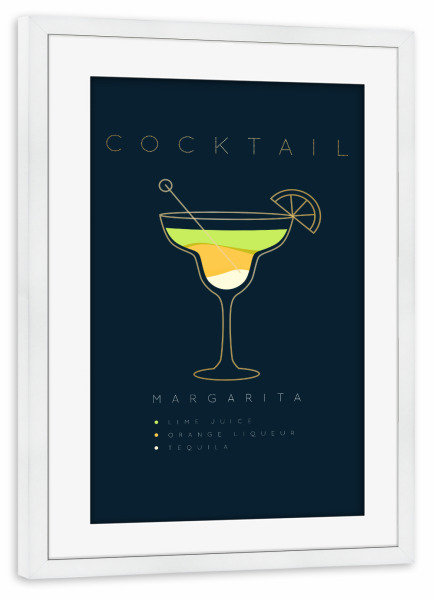 Poster mit Rahmen weiß "Margarita cocktail flat blue" artboxONE - Essen & Trinken,Essen & Trinken / Alkohol
