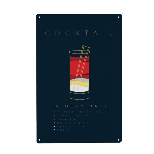 Bloody Mary cocktail flat blue