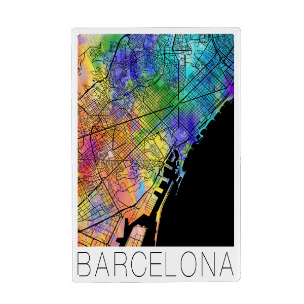 Holzbild "Retro Map of Barcelona Spain" artboxONE - Städte,Städte / Barcelona,Kartografie - Retro,Map,Barcelona,Spain
