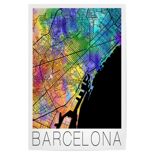 Poster 30x20 cm "Retro Map of Barcelona Spain" artboxONE - Städte,Städte / Barcelona,Kartografie - Retro,Map,Barcelona,Spain