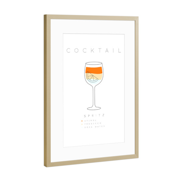 Poster mit Rahmen Gold "Spritz cocktail flat" artboxONE - Essen & Trinken,Essen & Trinken / Alkohol