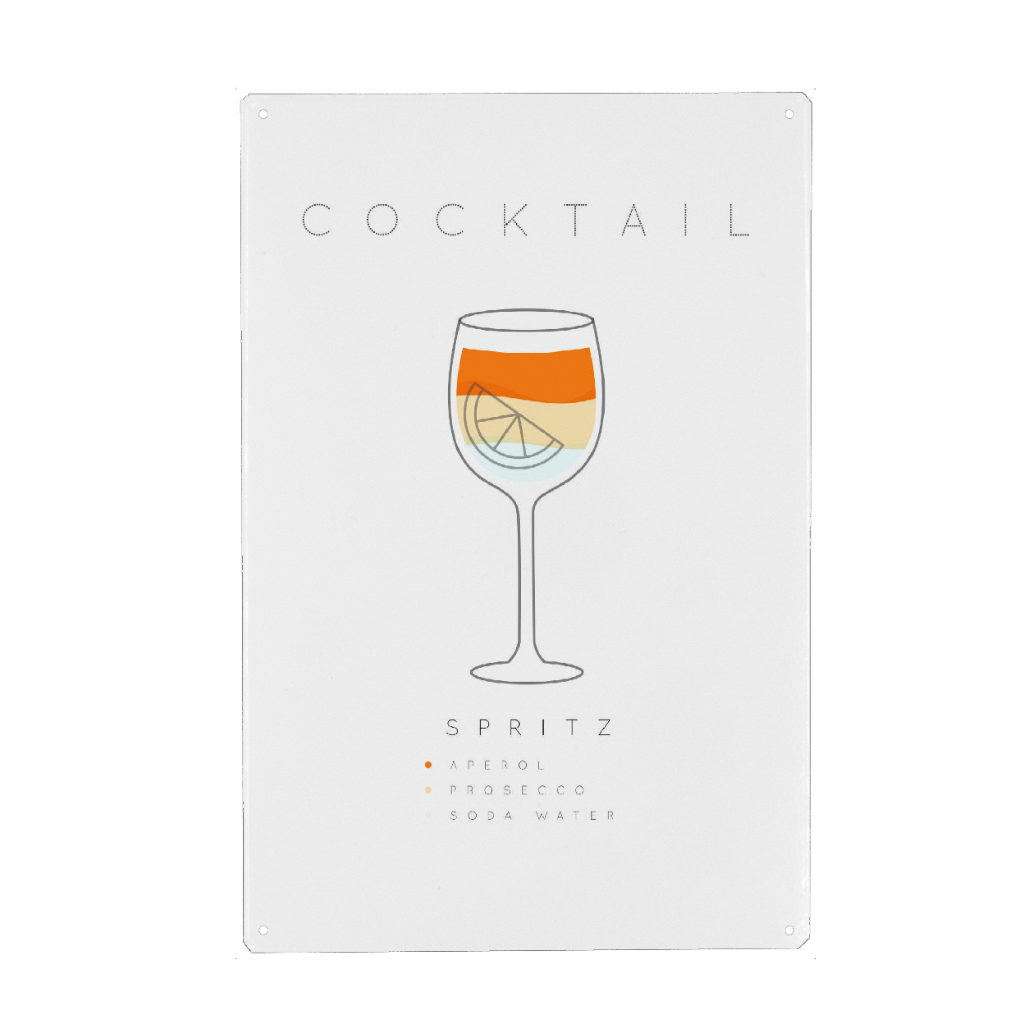 Holzbild "Spritz cocktail flat" artboxONE - Essen & Trinken,Essen & Trinken / Alkohol - Cocktail,Flat,Drink,Beverage,Alcohol,Glass,Vintage,Spritz