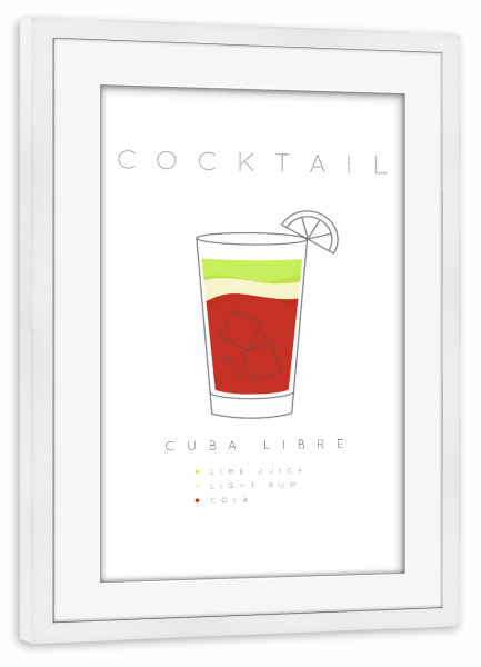 Poster mit Rahmen weiß "Cuba Libre cocktail flat" artboxONE - Essen & Trinken,Essen & Trinken / Alkohol