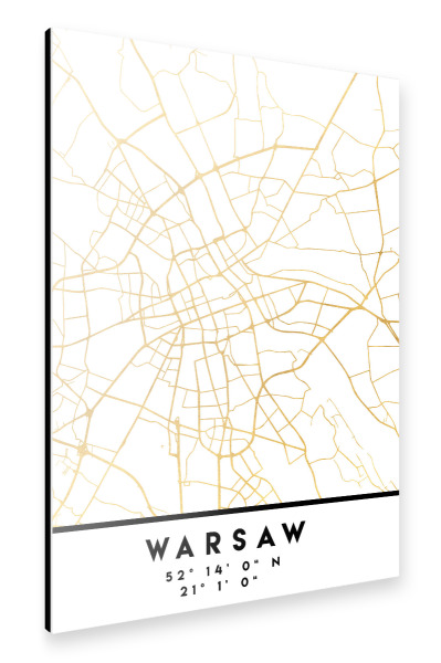 Alu-Dibond "WARSAW POLAND STREET MAP ART" 30x20 cm artboxONE