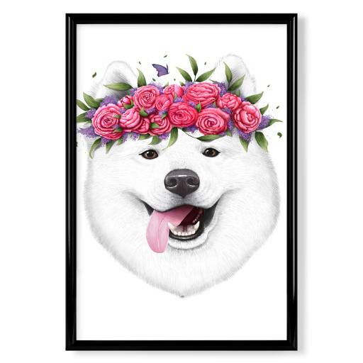 Samoyed with flowers