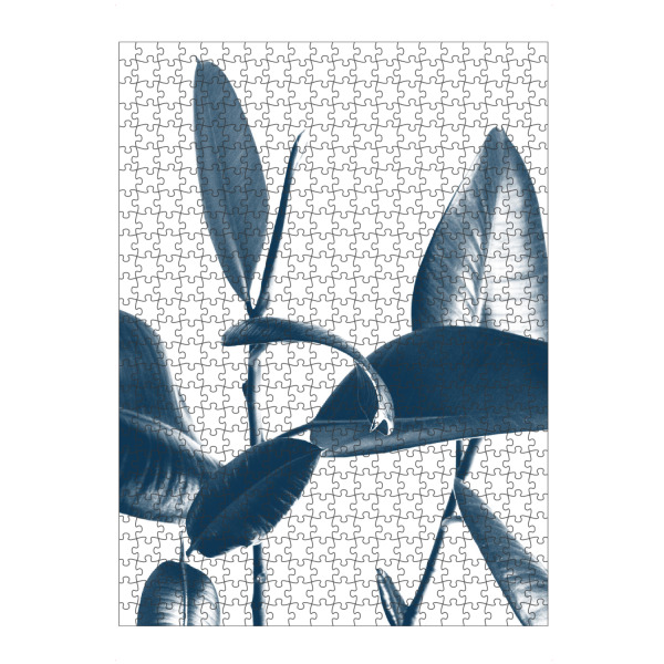 Puzzle Ravensburger "Greenery Leaves Two" artboxONE - Natur,Schwarzweiß - Greenery,Leaf,Leaves,Double,Tropical,Blue,White - Bild greenery