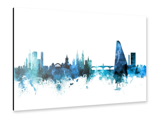 Alu-Dibond "Basel Switzerland Skyline Blue" 30x20 cm artboxONE
