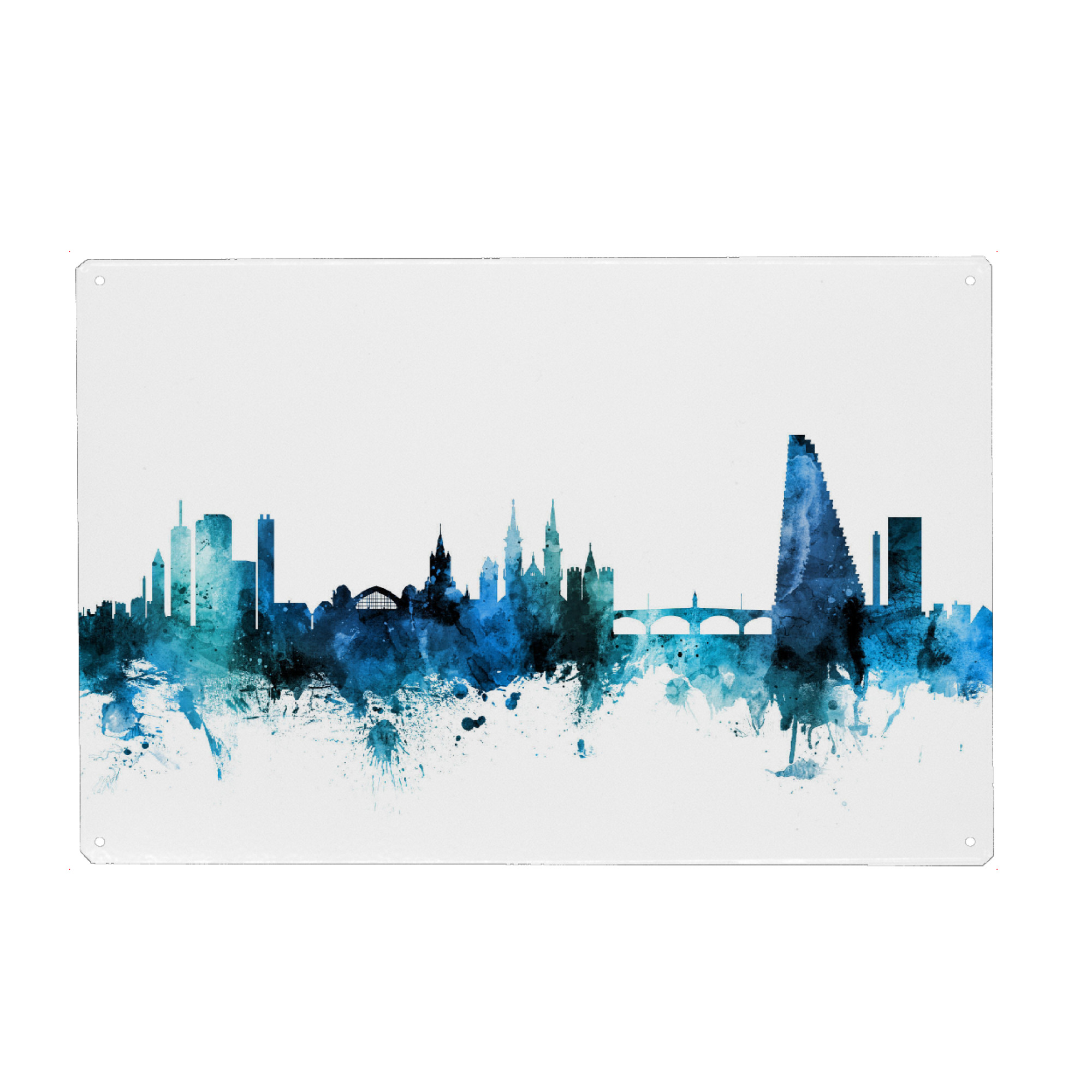 Metall Poster "Basel Switzerland Skyline Blue" artboxONE - Städte,Reise
