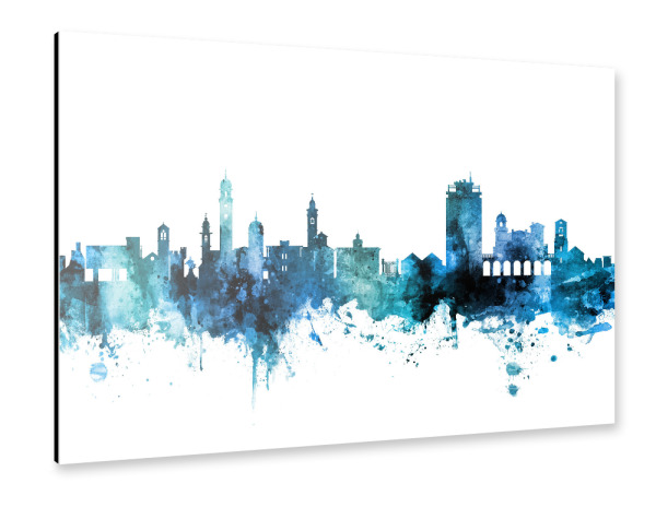 Alu-Dibond "Lugano Switzerland Skyline Blue" 30x20 cm artboxONE